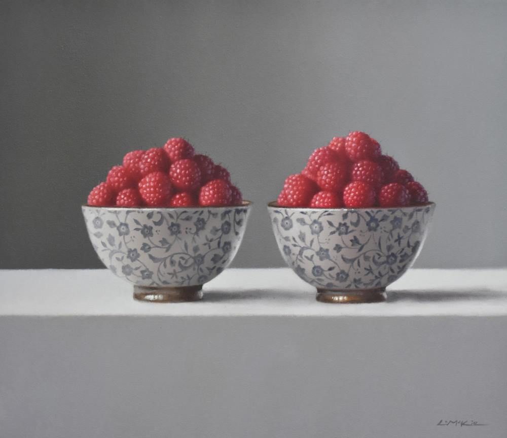 Floral Bowls with Raspberries